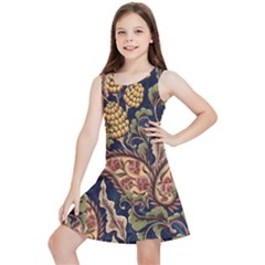 Leaves Flowers Background Texture Paisley Kids  Lightweight Sleeveless Dress by Salman4z