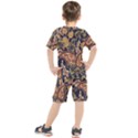 Leaves Flowers Background Texture Paisley Kids  Tee and Shorts Set View2