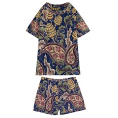 Leaves Flowers Background Texture Paisley Kids  Swim Tee And Shorts Set by Salman4z