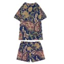 Leaves Flowers Background Texture Paisley Kids  Swim Tee and Shorts Set View2