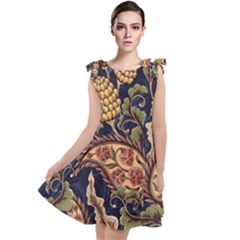 Leaves Flowers Background Texture Paisley Tie Up Tunic Dress by Salman4z