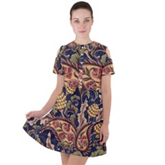 Leaves Flowers Background Texture Paisley Short Sleeve Shoulder Cut Out Dress  by Salman4z