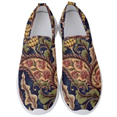 Leaves Flowers Background Texture Paisley Men s Slip On Sneakers by Salman4z