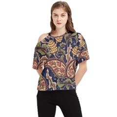 Leaves Flowers Background Texture Paisley One Shoulder Cut Out Tee by Salman4z