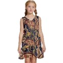 Leaves Flowers Background Texture Paisley Kids  Sleeveless Tiered Mini Dress View1