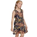 Leaves Flowers Background Texture Paisley Kids  Sleeveless Tiered Mini Dress View3