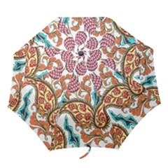 Flowers Pattern Texture White Background Paisley Folding Umbrellas by Salman4z