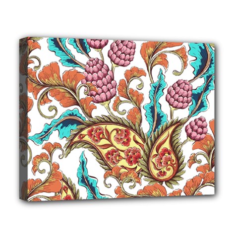 Flowers Pattern Texture White Background Paisley Deluxe Canvas 20  X 16  (stretched) by Salman4z