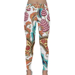 Flowers Pattern Texture White Background Paisley Classic Yoga Leggings by Salman4z