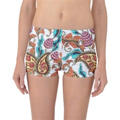 Flowers Pattern Texture White Background Paisley Boyleg Bikini Bottoms by Salman4z