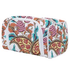 Flowers Pattern Texture White Background Paisley Toiletries Pouch by Salman4z