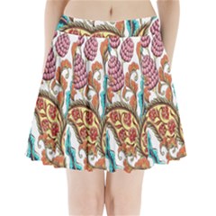 Flowers Pattern Texture White Background Paisley Pleated Mini Skirt by Salman4z