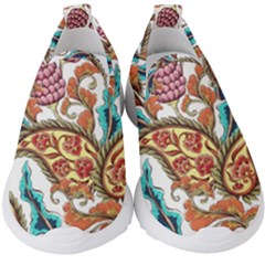 Flowers Pattern Texture White Background Paisley Kids  Slip On Sneakers by Salman4z