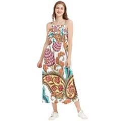 Flowers Pattern Texture White Background Paisley Boho Sleeveless Summer Dress by Salman4z