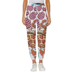 Flowers Pattern Texture White Background Paisley Women s Cropped Drawstring Pants by Salman4z