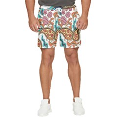 Flowers Pattern Texture White Background Paisley Men s Runner Shorts by Salman4z