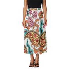 Flowers Pattern Texture White Background Paisley Classic Midi Chiffon Skirt by Salman4z