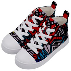 Multicolored Doodle Art Street Art Kids  Mid-top Canvas Sneakers by Salman4z