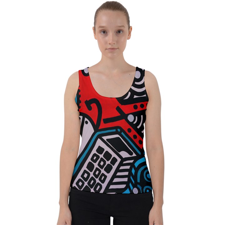 Multicolored Doodle Art Street Art Velvet Tank Top