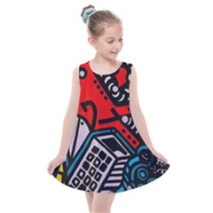 Multicolored Doodle Art Street Art Kids  Summer Dress by Salman4z