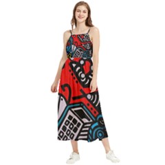 Multicolored Doodle Art Street Art Boho Sleeveless Summer Dress by Salman4z