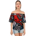 Multicolored Doodle Art Street Art Off Shoulder Short Sleeve Top View1