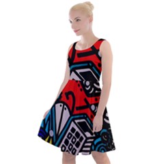 Multicolored Doodle Art Street Art Knee Length Skater Dress by Salman4z