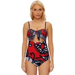 Multicolored Doodle Art Street Art Knot Front One-piece Swimsuit by Salman4z