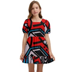 Multicolored Doodle Art Street Art Kids  Short Sleeve Dolly Dress