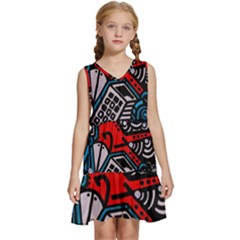 Multicolored Doodle Art Street Art Kids  Sleeveless Tiered Mini Dress by Salman4z