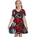 Multicolored Doodle Art Street Art Kids  Short Sleeve Tiered Mini Dress View1