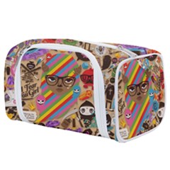 Multicolored Doodle Art Wallpaper Toiletries Pouch by Salman4z