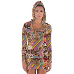 Multicolored Doodle Art Wallpaper Long Sleeve Hooded T-shirt by Salman4z