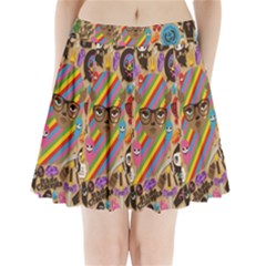 Multicolored Doodle Art Wallpaper Pleated Mini Skirt by Salman4z