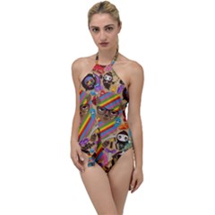 Multicolored Doodle Art Wallpaper Go With The Flow One Piece Swimsuit by Salman4z