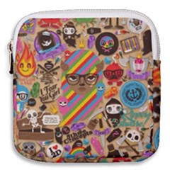 Multicolored Doodle Art Wallpaper Mini Square Pouch by Salman4z