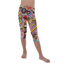 Multicolored Doodle Art Wallpaper Kids  Lightweight Velour Capri Leggings  by Salman4z