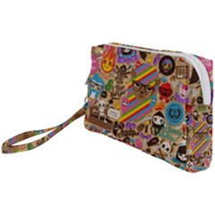 Multicolored Doodle Art Wallpaper Wristlet Pouch Bag (small) by Salman4z