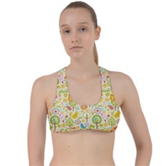 Nature Doodle Art Trees Birds Owl Children Pattern Multi Colored Criss Cross Racerback Sports Bra by Salman4z