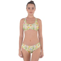 Nature Doodle Art Trees Birds Owl Children Pattern Multi Colored Criss Cross Bikini Set by Salman4z