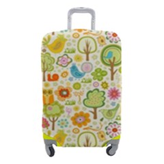 Nature Doodle Art Trees Birds Owl Children Pattern Multi Colored Luggage Cover (small) by Salman4z