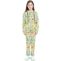 Nature Doodle Art Trees Birds Owl Children Pattern Multi Colored Kids  Tracksuit by Salman4z