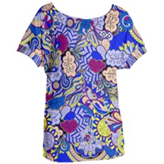 Blue Yellow Background Pattern Vector Texture Paisley Women s Oversized Tee by Salman4z