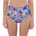 Blue Yellow Background Pattern Vector Texture Paisley Reversible High-Waist Bikini Bottoms View1