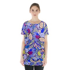 Blue Yellow Background Pattern Vector Texture Paisley Skirt Hem Sports Top by Salman4z