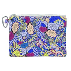 Blue Yellow Background Pattern Vector Texture Paisley Canvas Cosmetic Bag (xl) by Salman4z