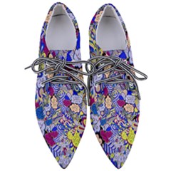 Blue Yellow Background Pattern Vector Texture Paisley Pointed Oxford Shoes by Salman4z