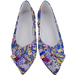 Blue Yellow Background Pattern Vector Texture Paisley Women s Bow Heels by Salman4z