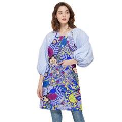 Blue Yellow Background Pattern Vector Texture Paisley Pocket Apron by Salman4z