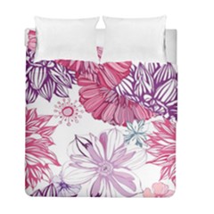 Red And Pink Flowers Vector Art Asters Patterns Backgrounds Duvet Cover Double Side (full/ Double Size) by Salman4z